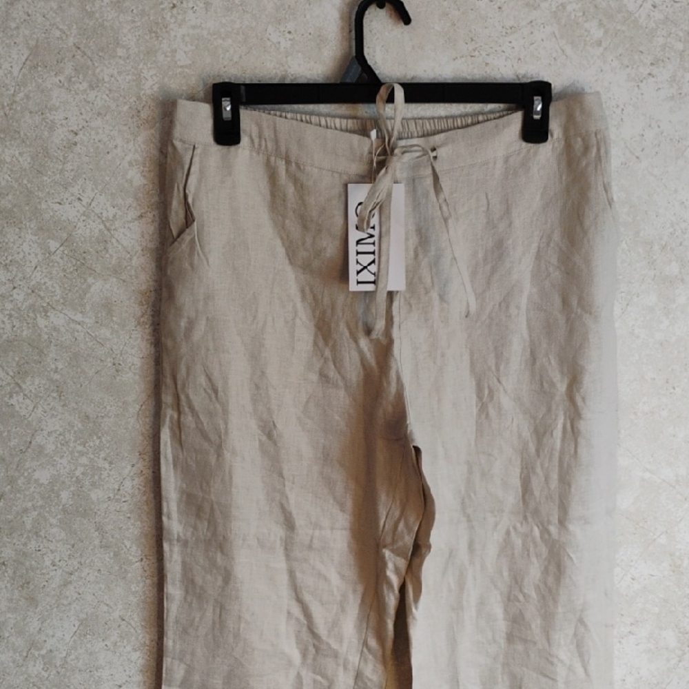 Stylish Tan Men's 100% Linen Pants